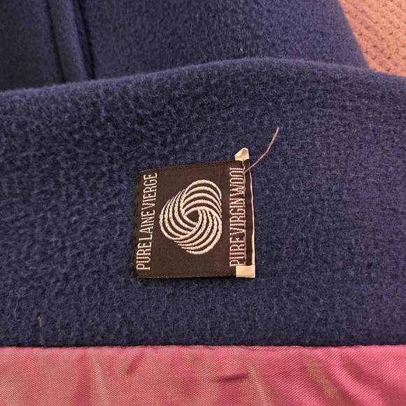 Vintage Wool Scarf Jacket Coat A Line Long Blue Over Coat Women's Size 18 Pure - Picture 5 of 16